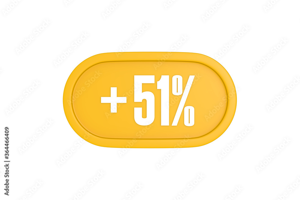 51 Percent increase 3d sign in yellow isolated on white background, 3d illustration. 51 Percent increase 3d sign in yellow isolated on white background, 3d illustration.