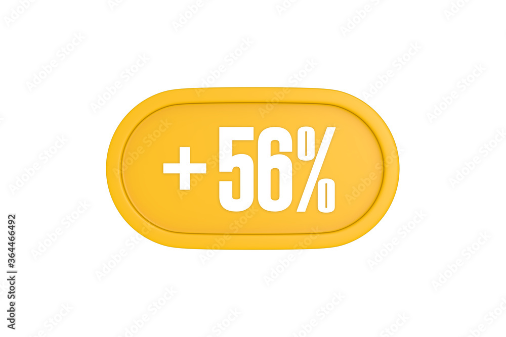 56 Percent increase 3d sign in yellow isolated on white background, 3d illustration. 56 Percent increase 3d sign in yellow isolated on white background, 3d illustration.