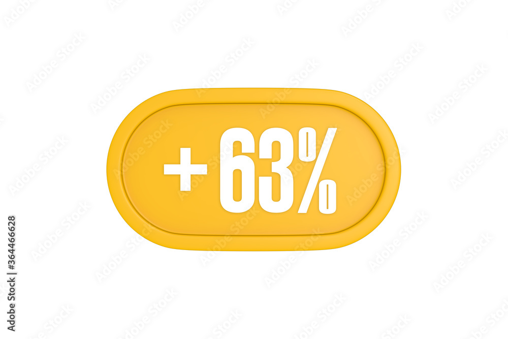 63 Percent increase 3d sign in yellow isolated on white background, 3d illustration. 63 Percent increase 3d sign in yellow isolated on white background, 3d illustration.