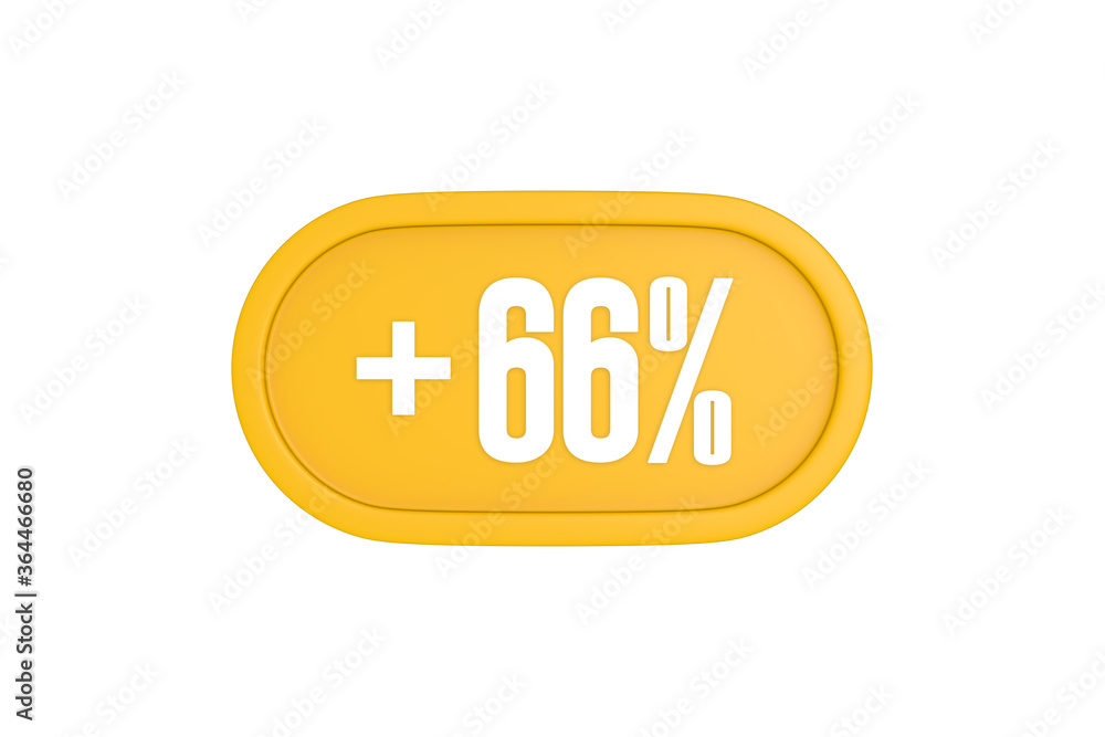 66 Percent increase 3d sign in yellow isolated on white background, 3d illustration. 66 Percent increase 3d sign in yellow isolated on white background, 3d illustration.