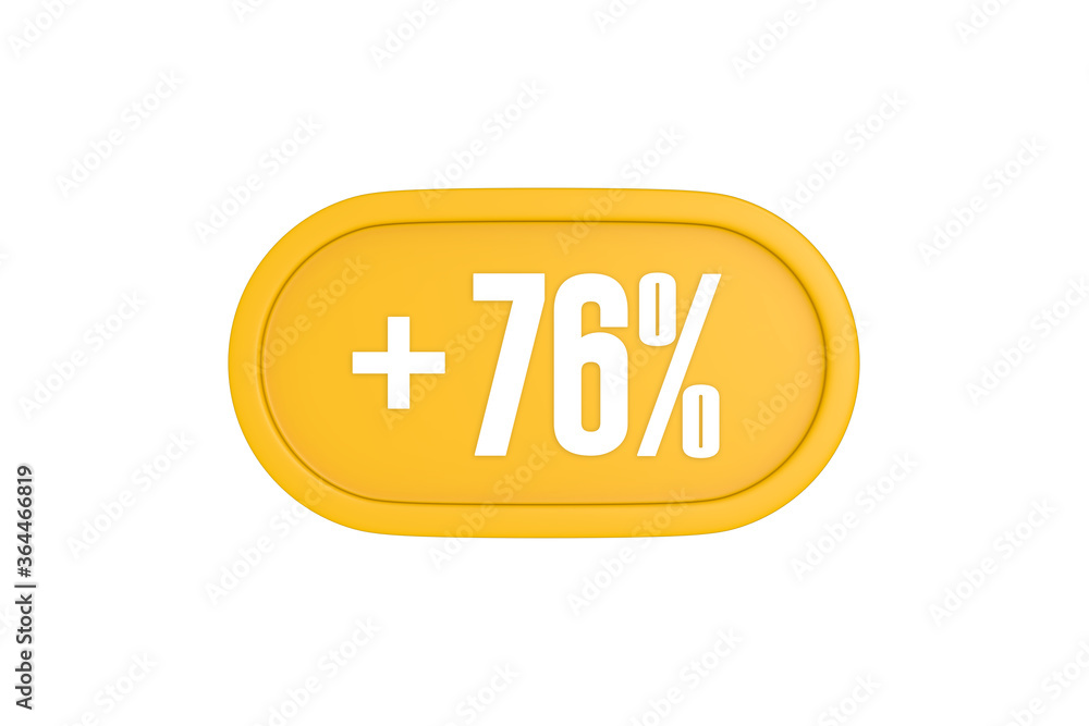 76 Percent increase 3d sign in yellow isolated on white background, 3d illustration. 76 Percent increase 3d sign in yellow isolated on white background, 3d illustration.