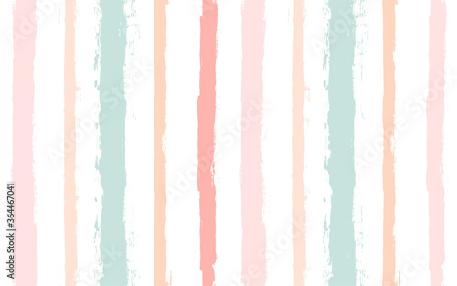 Hand drawn striped pattern, pink, orange and green girly stripe seamless background, childish pastel brush strokes. vector grunge stripes, cute baby paintbrush line backdrop