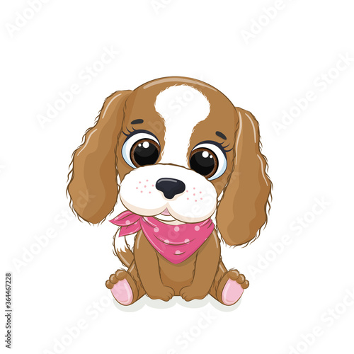 Cute baby dog. Vector illustration for baby shower, greeting card, party invitation, fashion clothes t-shirt print.