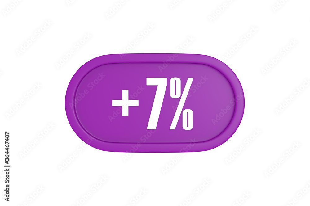 7 Percent increase 3d sign in purple isolated on white background, 3d illustration. 7 Percent increase 3d sign in purple isolated on white background, 3d illustration.