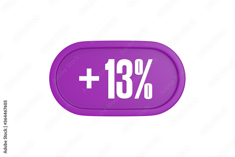 13 Percent increase 3d sign in purple isolated on white background, 3d illustration. 13 Percent increase 3d sign in purple isolated on white background, 3d illustration.