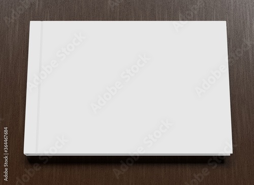 Hardcover wide book cover template.  3D rendering.