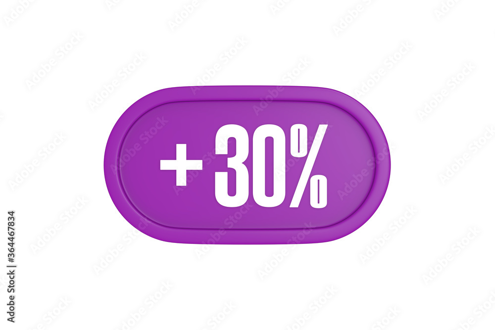 30 Percent increase 3d sign in purple isolated on white background, 3d illustration. 30 Percent increase 3d sign in purple isolated on white background, 3d illustration.