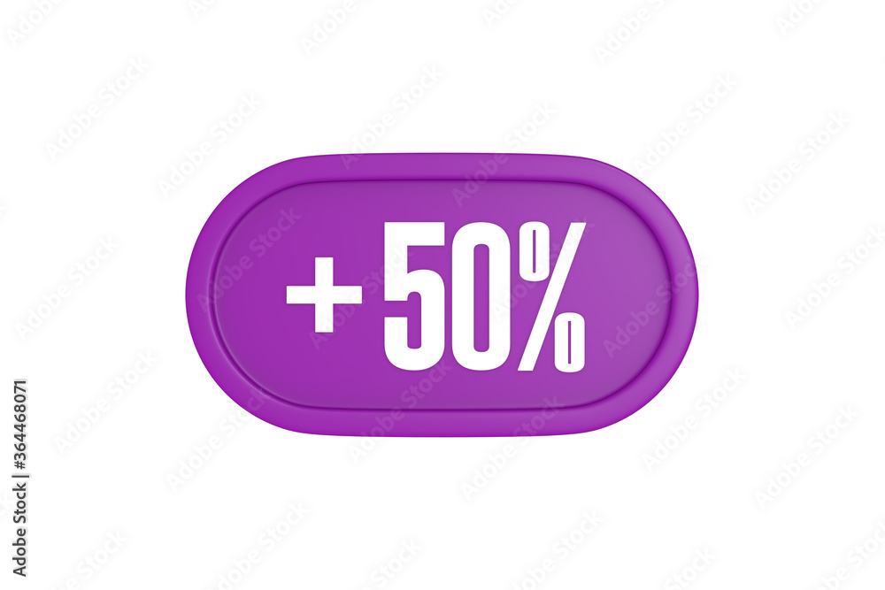 50 Percent increase 3d sign in purple isolated on white background, 3d illustration. 50 Percent increase 3d sign in purple isolated on white background, 3d illustration.