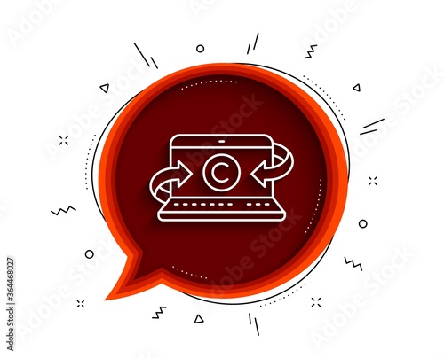 Copywriting notebook line icon. Chat bubble with shadow. Ð¡opyright sign. Media content symbol. Thin line copywriting notebook icon. Vector