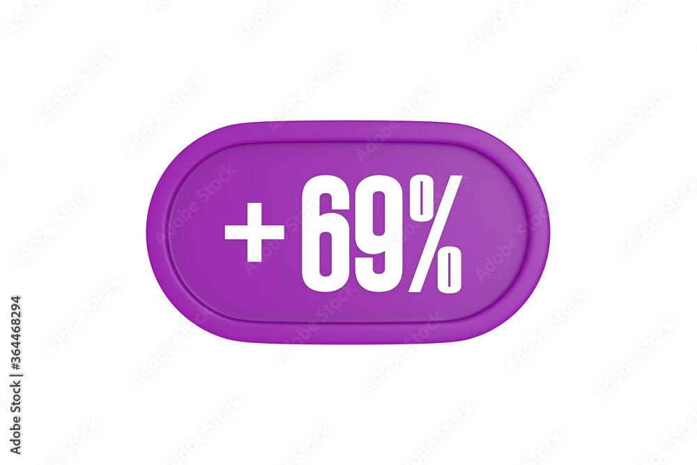 69 Percent increase 3d sign in purple isolated on white background, 3d illustration. 69 Percent increase 3d sign in purple isolated on white background, 3d illustration.