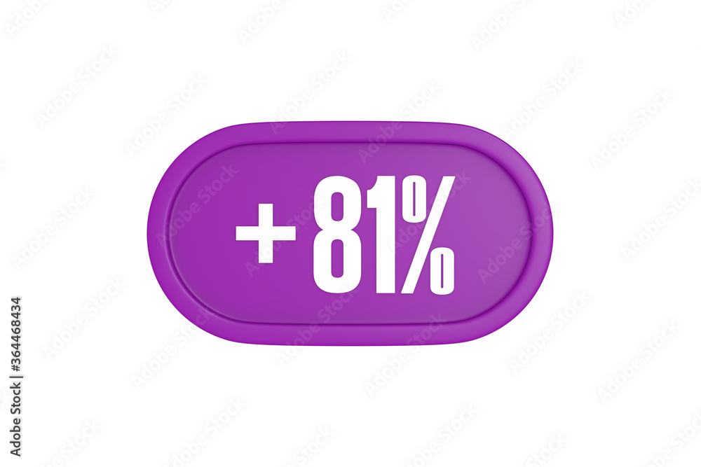 81 Percent increase 3d sign in purple isolated on white background, 3d illustration. 81 Percent increase 3d sign in purple isolated on white background, 3d illustration.