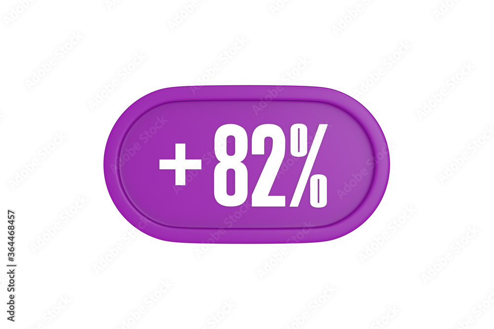82 Percent increase 3d sign in purple isolated on white background, 3d illustration. 82 Percent increase 3d sign in purple isolated on white background, 3d illustration.