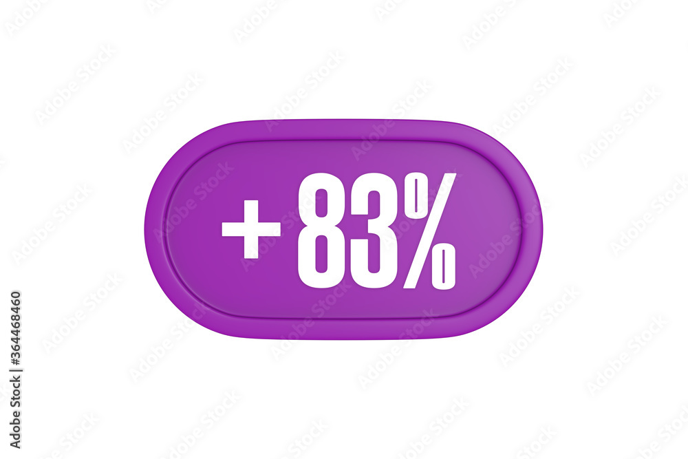 83 Percent increase 3d sign in purple isolated on white background, 3d illustration. 83 Percent increase 3d sign in purple isolated on white background, 3d illustration.