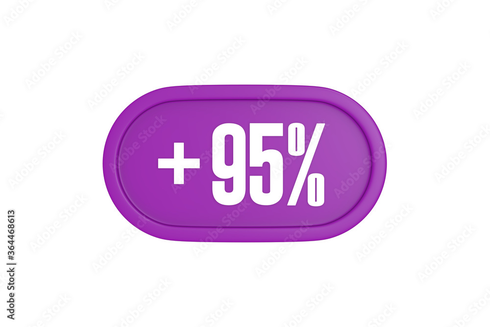 95 Percent increase 3d sign in purple isolated on white background, 3d illustration. 95 Percent increase 3d sign in purple isolated on white background, 3d illustration.