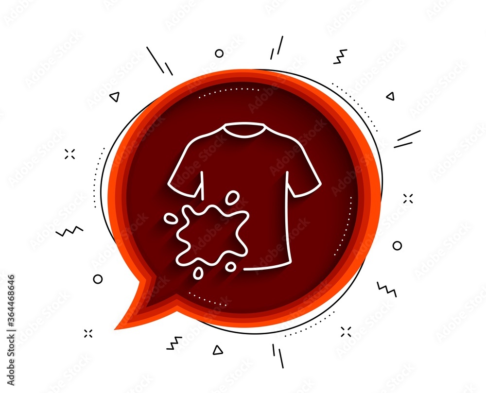 Dirty t-shirt line icon. Chat bubble with shadow. Laundry shirt sign. Clothing cleaner symbol. Thin line dirty t-shirt icon. Vector