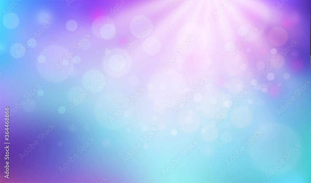 Colorful background with sunlight rays and bokeh effect. Abstract Blurred gradient backdrop. Vector illustration for your graphic design, template, banner, poster or website