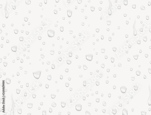 Water rain drops or steam shower texture isolated on white background. Vector pure droplets on window glass surface pattern