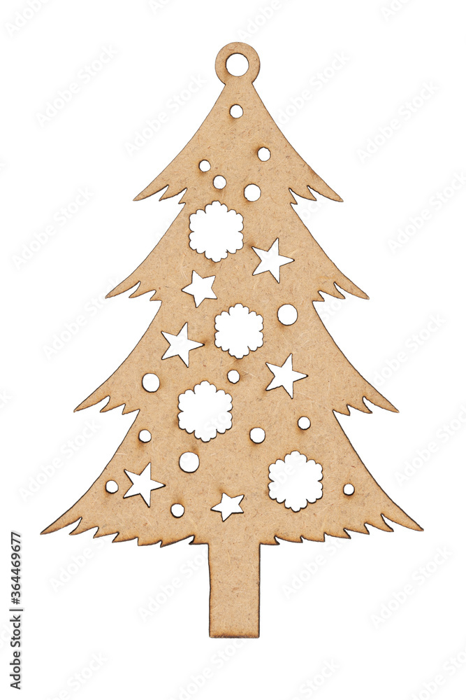 Light unfinished wood Christmas tree isolated on white Light unfinished wood Christmas tree isolated on white