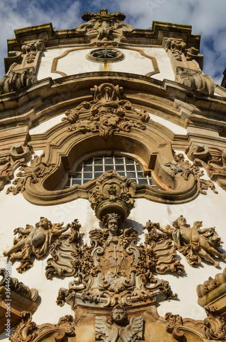 Baroque architecture detail of amuseum in Ouro Preto city, Brazil. This city is first UNESCO world heritage in latin America