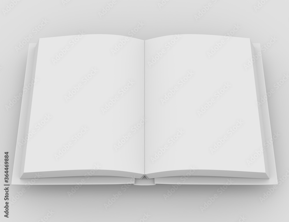 Naklejka premium Hard-cover book on white background. Template of a white blank book. 3D rendering.