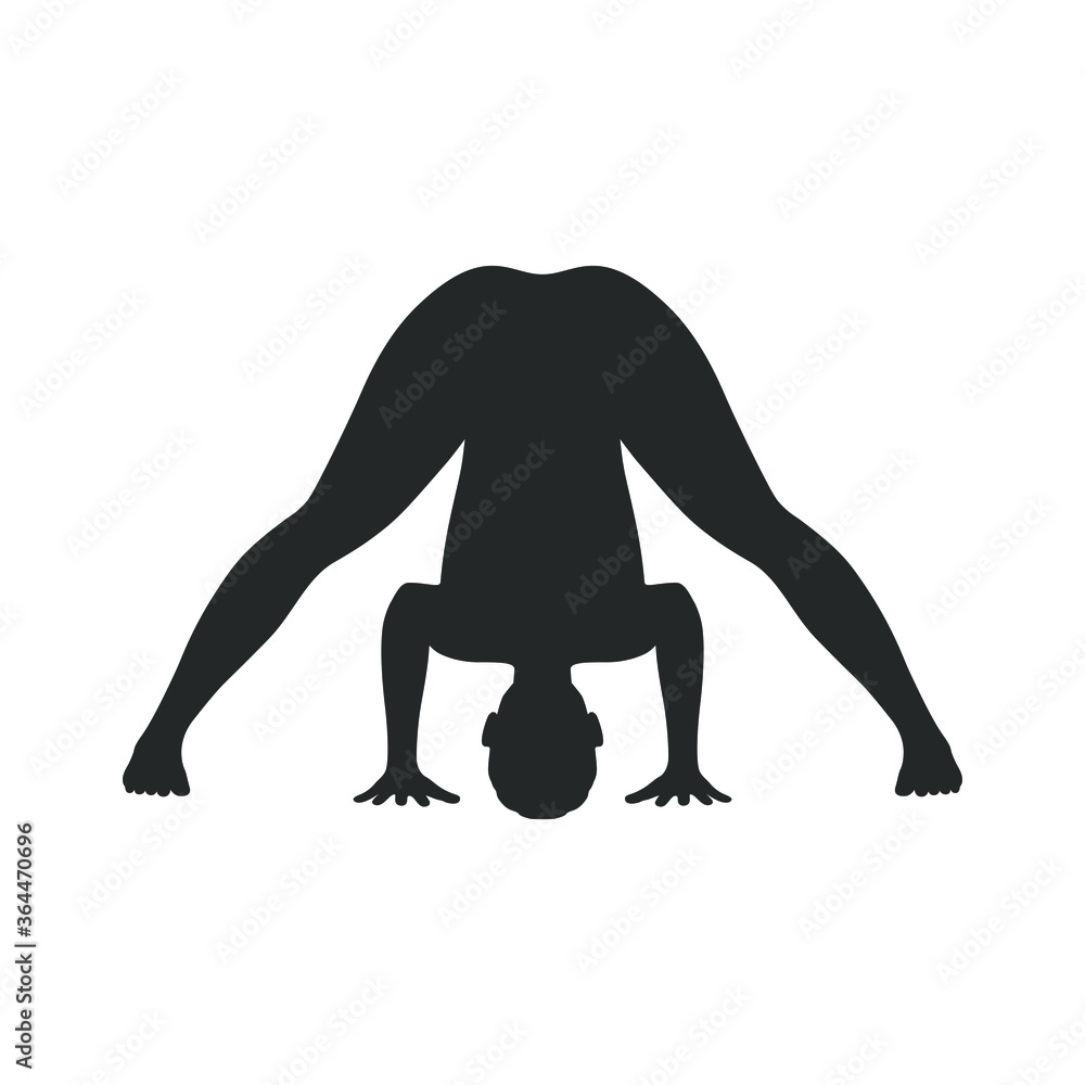 Woman in yoga pose graphic icon. Silhouette of a woman practicing yoga. Sign Isolated on the white background. Vector illustration Woman in yoga pose graphic icon. Silhouette of a woman practicing yoga. Sign Isolated on the white background. Vector illustration