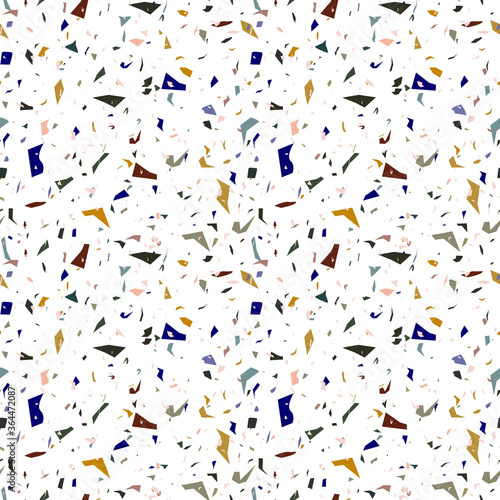 Trendy earth colors terrazzo seamless pattern. Floor texture. Vector terrazzo repeat pattern. Modern stone surface. Abstract art.