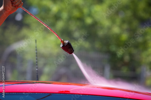 Washing the car in self service system