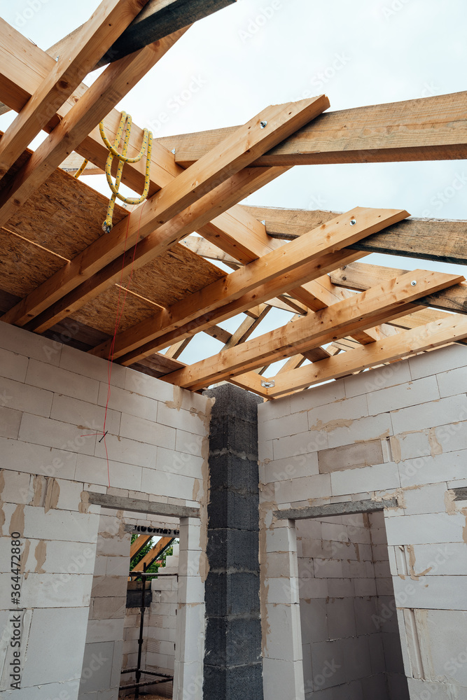 Obraz premium construction of the house roof structure