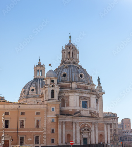 ROME, ITALY - 2014 AUGUST 18. Churches Santa Maria di Loreto and Most Holy Name of Mary in Rome.