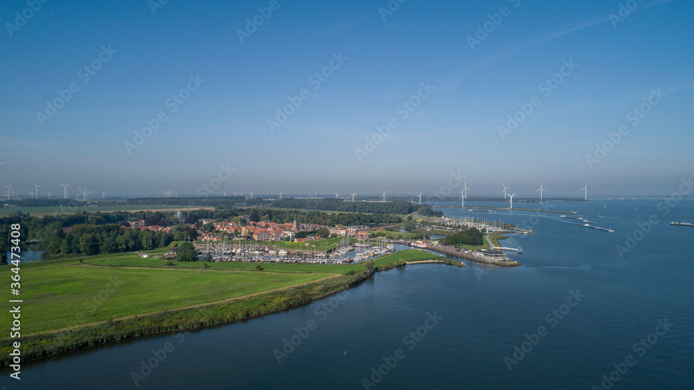 Aerial view of the fortified city of Willemstad, Moerdijk in Netherlands
