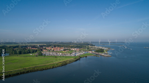 Aerial view of the fortified city of Willemstad, Moerdijk in Netherlands