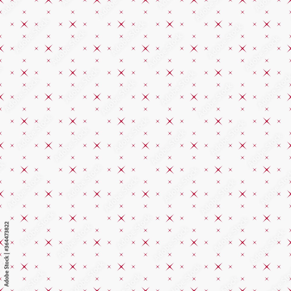 Vector minimalist seamless pattern with small crosses, stars. Simple red and white geometric texture. Abstract minimal background. Subtle repeat design for decor, wallpaper, fabric, textile, prints