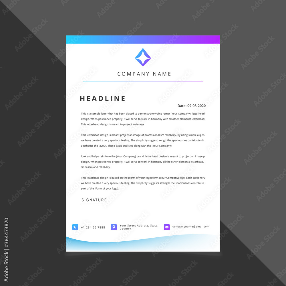 Gradient color creative Letterhead design template Gradient color creative Letterhead design template