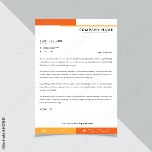 yellow orange corporate Letterhead template design vector illustration