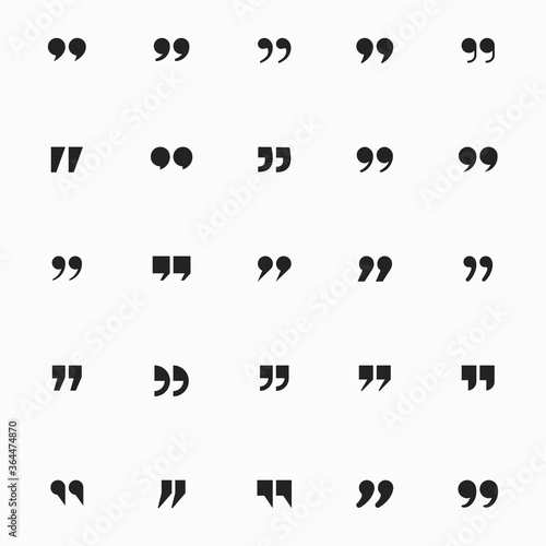 Quote mark icon set for conversation or definition. Quote speech symbol vector illustration. Citation double comma graphic design collection for comment or punctuation sign. SET 1