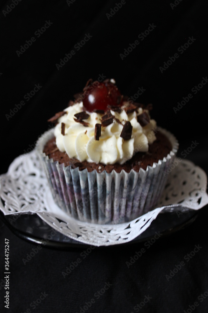 chocolate cupcake with cherry chocolate cupcake with cherry