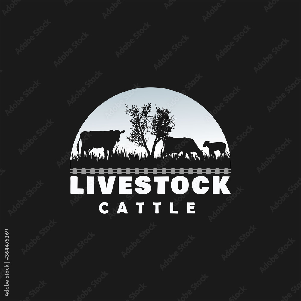 Retro Vintage Cattle Angus Livestock Beef Emblem Label logo design vector