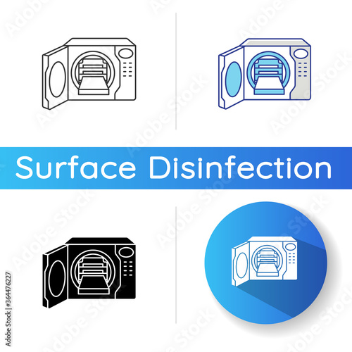 Steam autoclave icon. Linear black and RGB color styles. Professional sterilization equipment, industrial disinfection. Decontamination machine. Autoclave isolated vector illustrations