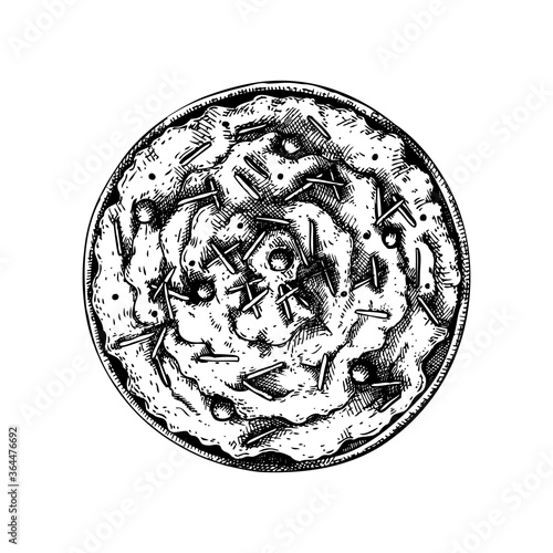 Hand drawn mashed potato illustration. Thanksgiving day family dinner menu element. Traditional potato recipe sketches. Great for packaging, label, icon, menu, recipe. 