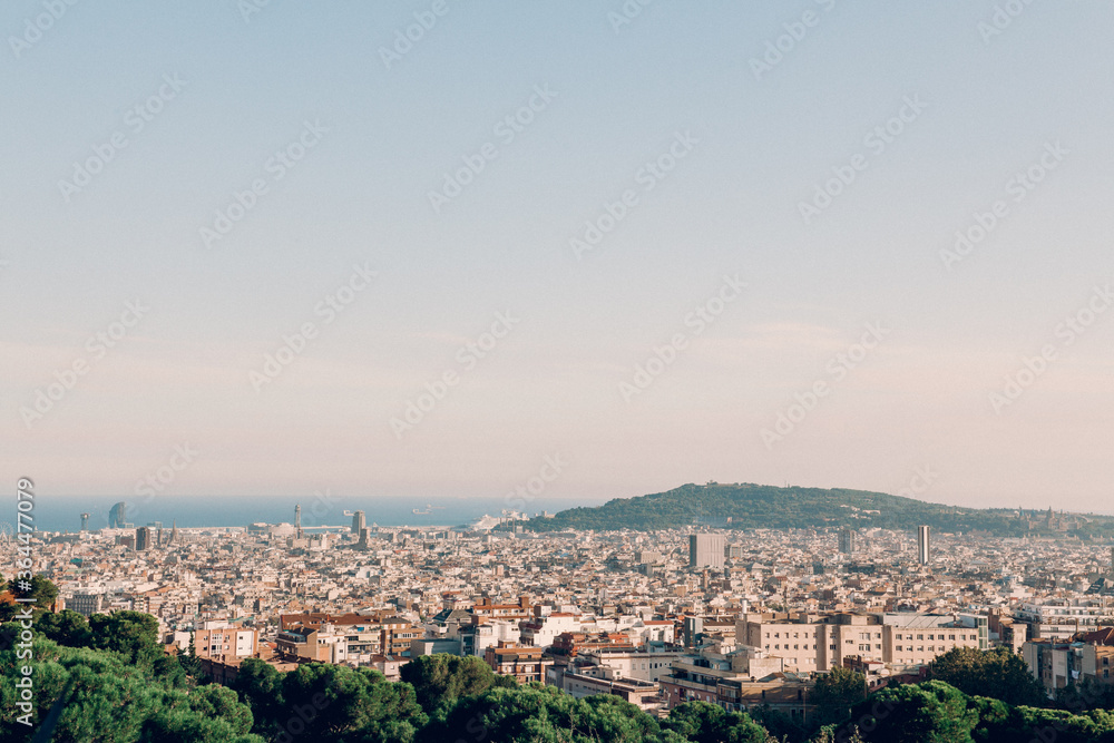 Big, Old European Cityscape and Skyline of Barcelona, Spain