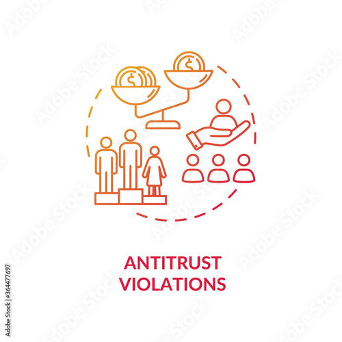 Antitrust violations concept icon. Anti competitive regulation. American common corporate crime. Competitive law idea thin line illustration. Vector isolated outline RGB color drawing