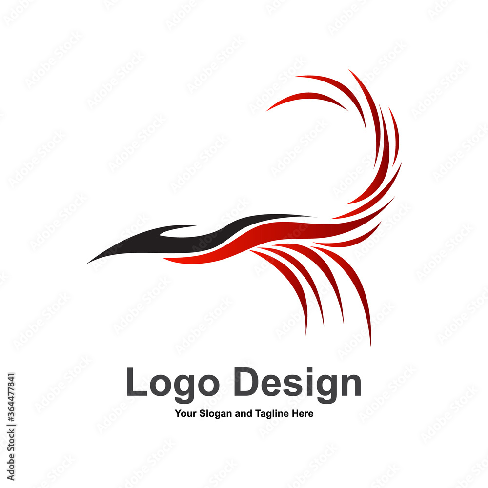 Vector logo red bird design in eps 10. Simple template and ready to use