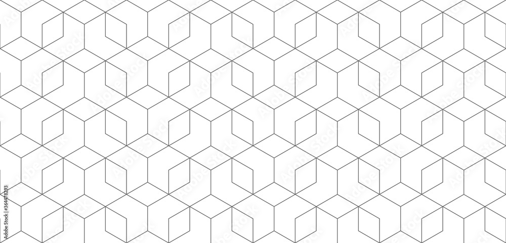 Vector seamless cubic hexagon pattern. Modern stylish thin linear texture. Vector seamless cubic hexagon pattern. Modern stylish thin linear texture.