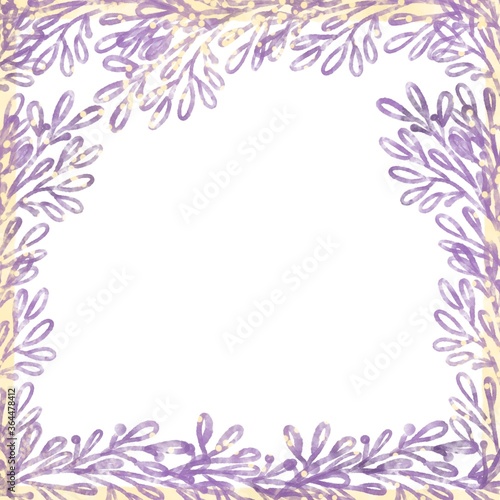 Wallpaper Mural Frame watercolor purple branches with leaves to decorate the celebration on a white background Torontodigital.ca