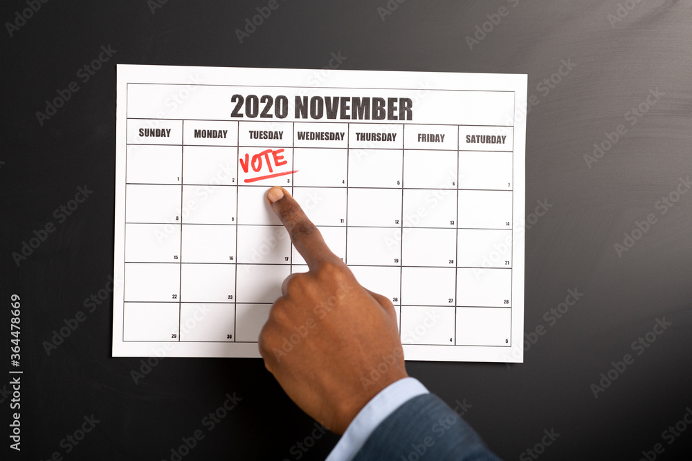 African american voter showing on election day in calendar African american voter showing on election day in calendar