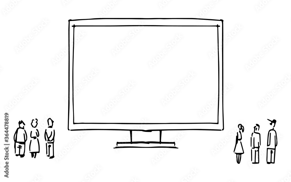 In this storyboard there is a monitor and people looking at this monitor,storyboard. In this storyboard there is a monitor and people looking at this monitor,storyboard.