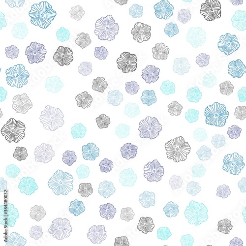 Dark BLUE vector seamless elegant pattern with flowers. Colorful illustration in doodle style with flowers. Template for business cards, websites.
