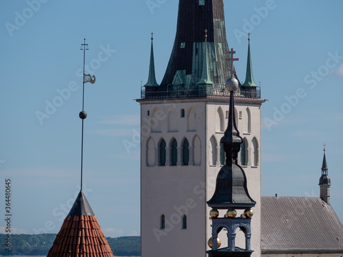 Aerial view of city Tallinn Estonia business district photo