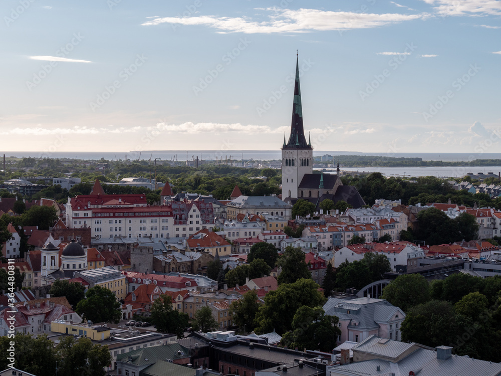 Aerial view of city Tallinn Estonia business district