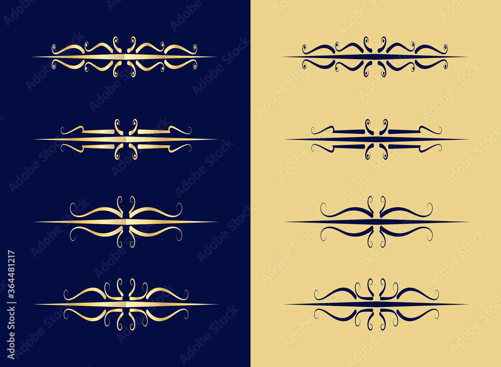 set Luxury Gold vintage invitation filigree decoration Ornamental curls ...